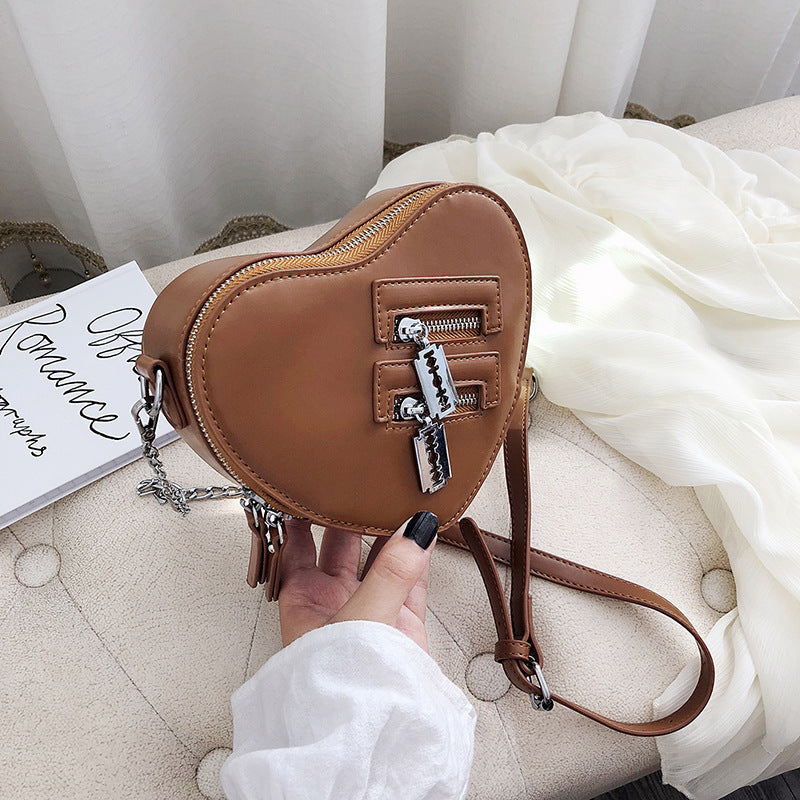 brown Gothic Heart Bag with Razor Blades