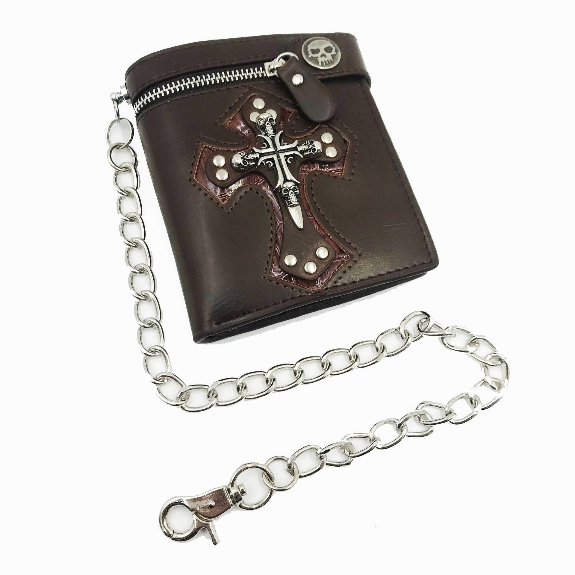 brown Black Gothic Wallet with Cross