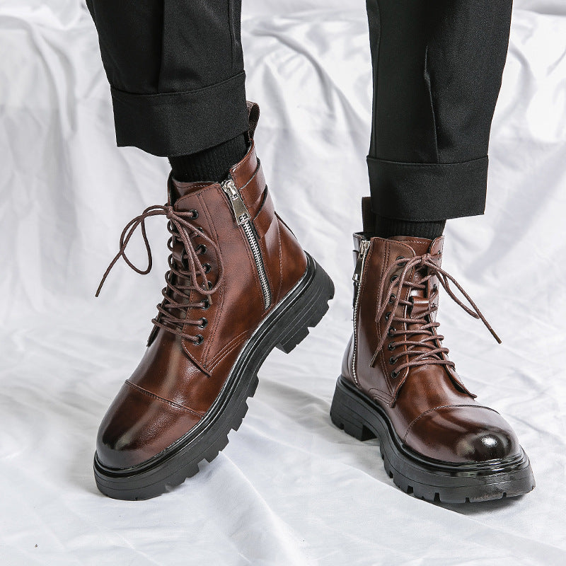 brown Leather Ankle Boots for Men