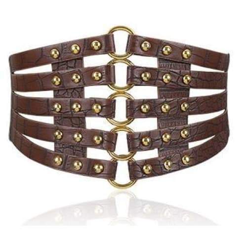 Wide Goth Multi Layer Belt Leather Womens punk