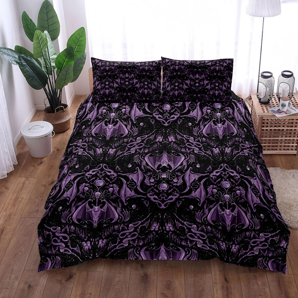 Purple Bat Bedding Set with Pillowcases