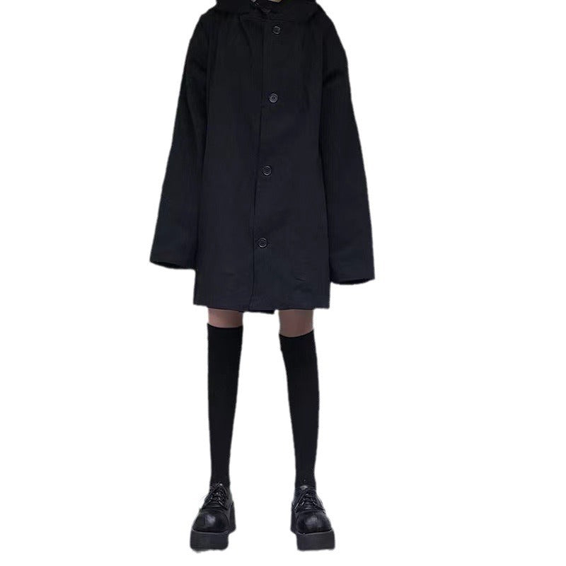 Casual Goth Black Oversized Jacket