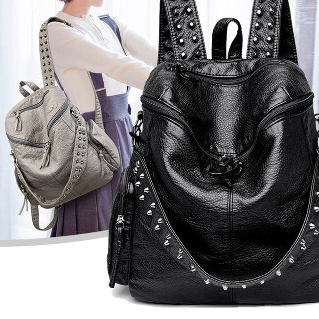 casual Punk Black Studded Backpack
