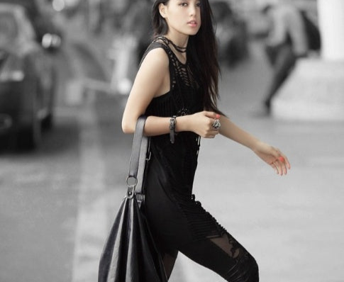 Goth Leather Leggings with Sheer Lace