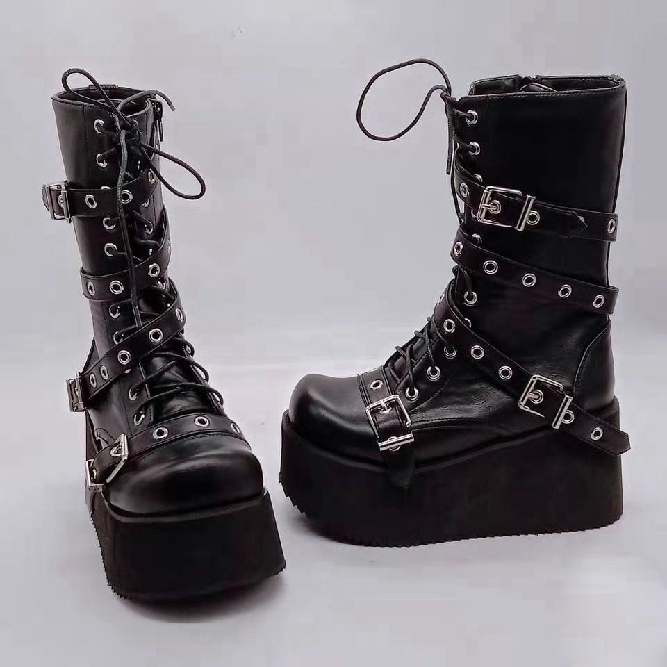 chunky Black Emo Boots