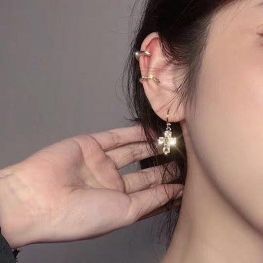 Small Transparent Cross Earrings