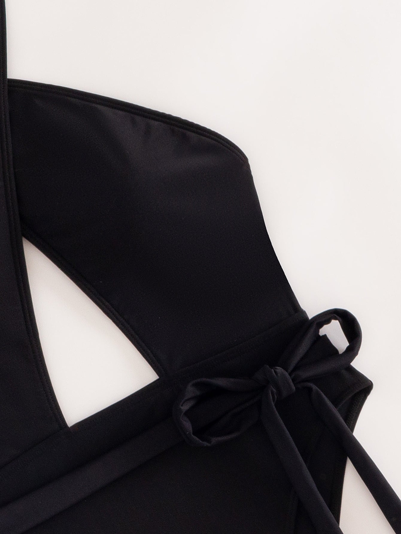 open cleavage Backless Black Haltertop Swimsuit goth