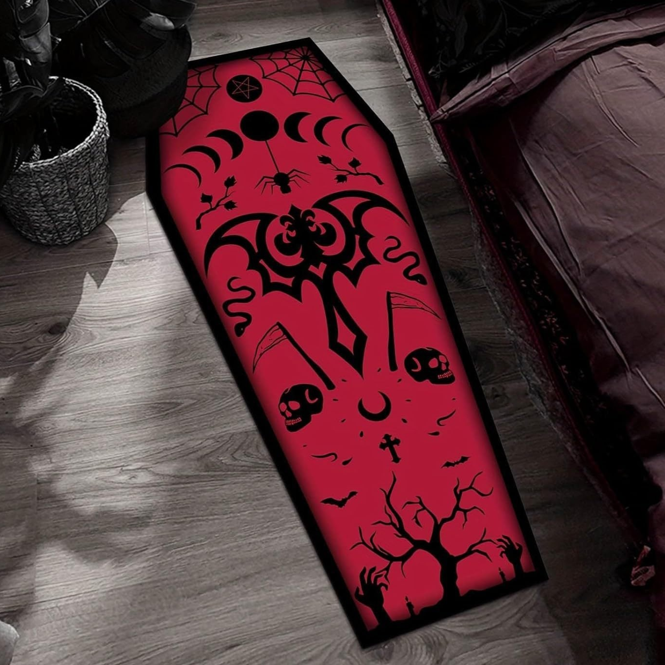 coffin Red Gothic Rug