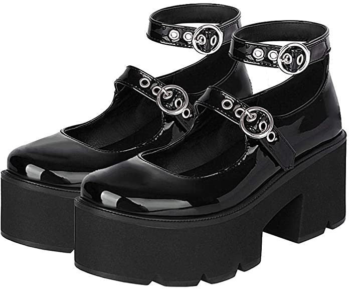 Gothic Heart Mary Jane Platform Shoes