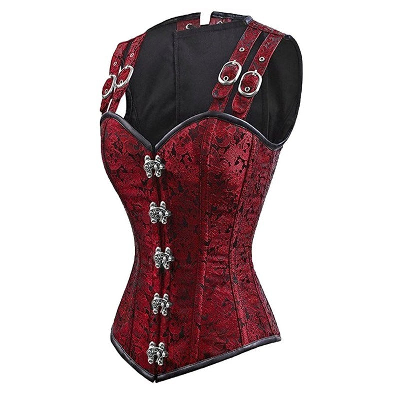 Dark Red Goth Corset with Straps