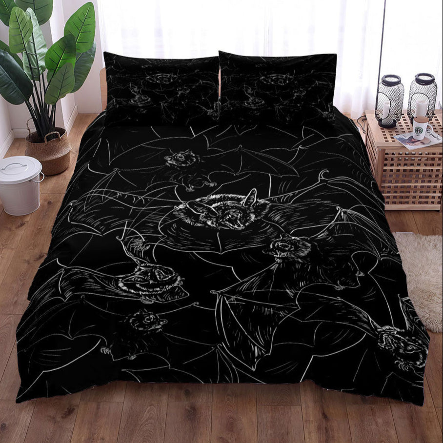 duvet cover set black realistic Bat Bedding Set with Pillowcases