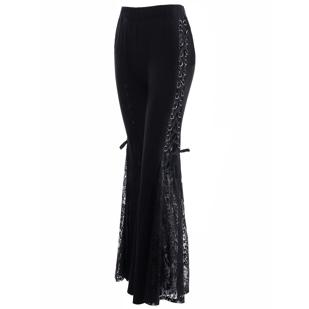 flared Lace Up Goth Trousers for Women