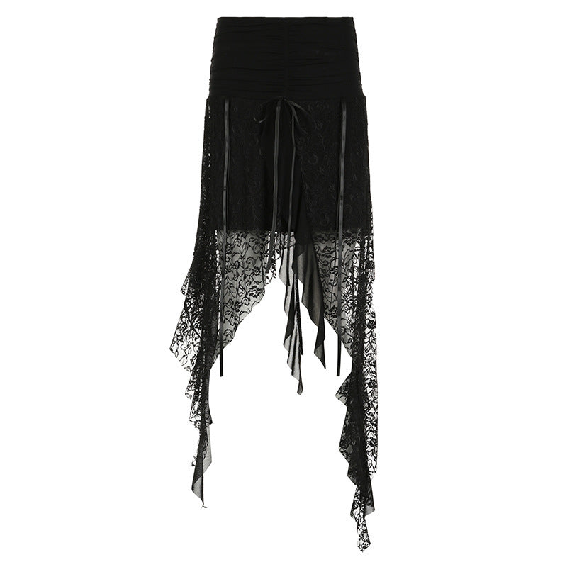 boho Asymmetrical Black Skirt Goth