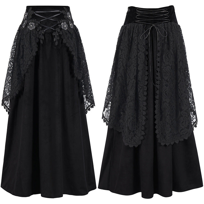 flower Gothic Lace Up Corset Skirt