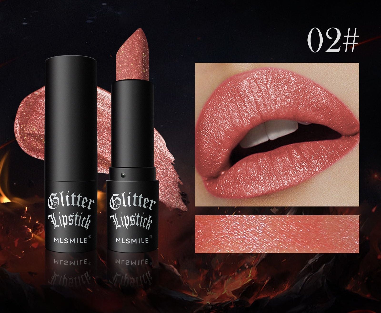 Black Glitter Lipstick Shimmering Gothic