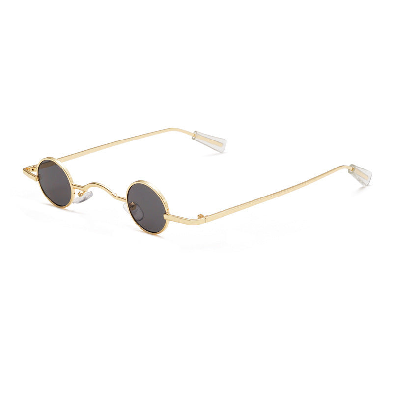 gold Black Retro Mini Round Sunglasses