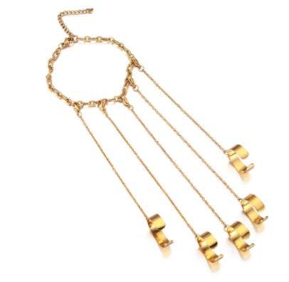 gold Hand Chain for Men - Bracelet with Rings