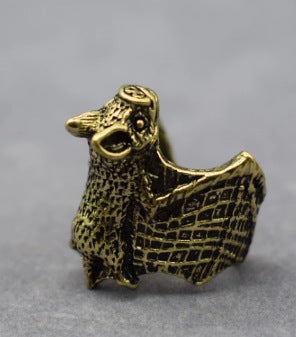 gold Large Vintage Adjustable Bat Ring