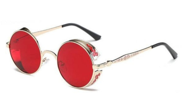 Round Red Gothic Sunglasses