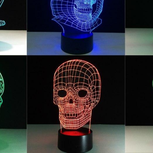gothic 3D Skull Hologram Light LED