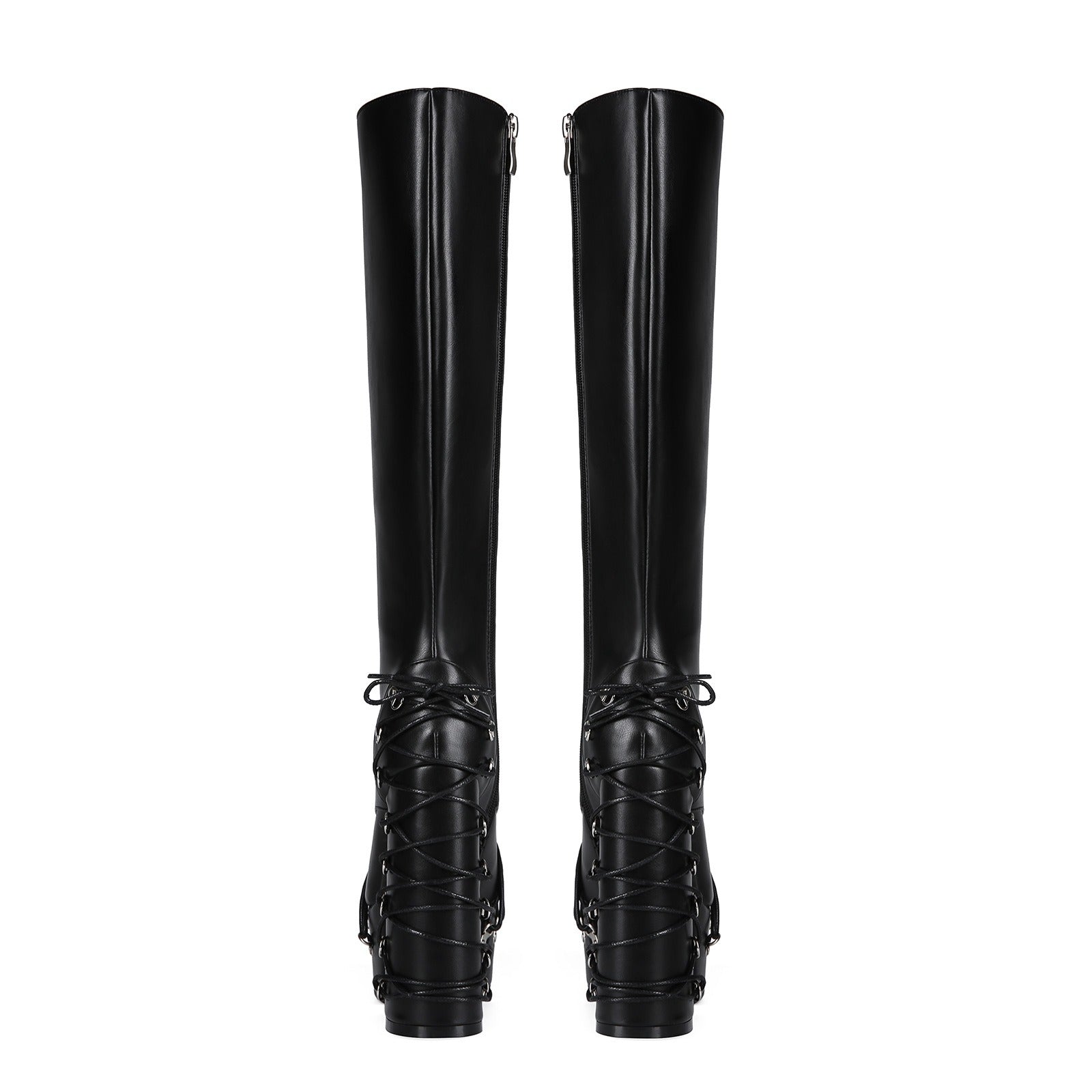 goth Alt Leather Lace Up Heel Boots