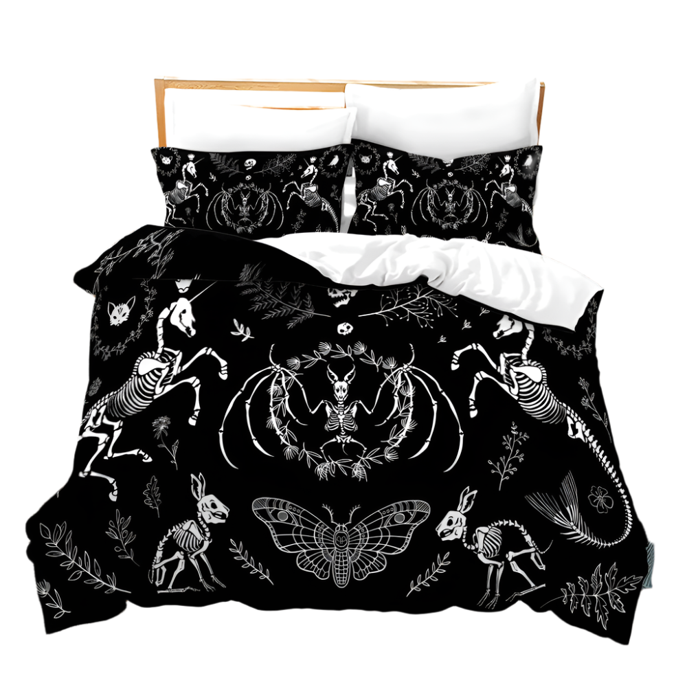 goth Animal Skeletons Bedding Set duvet cover with pillowcases set