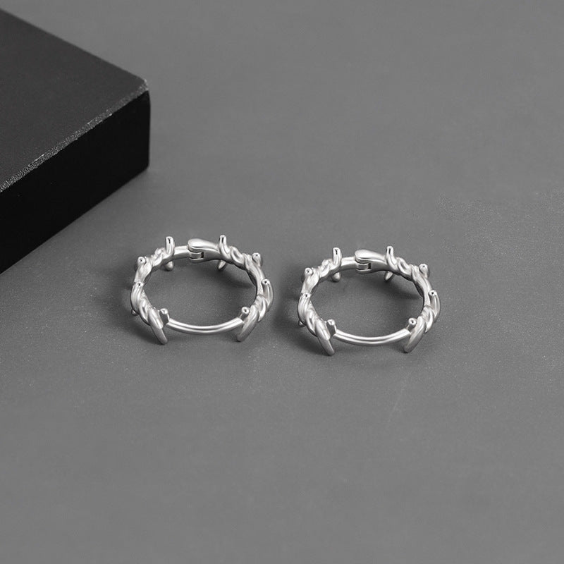 Dark Barbed Wire Hoop Earrings