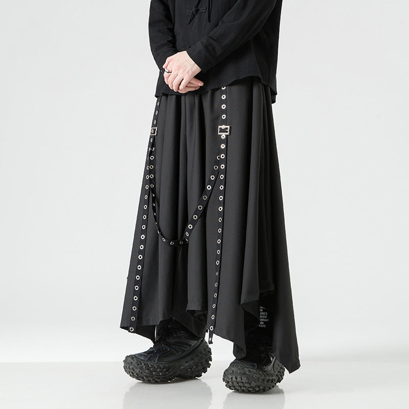 Wide Black Alternative Skirt for Men