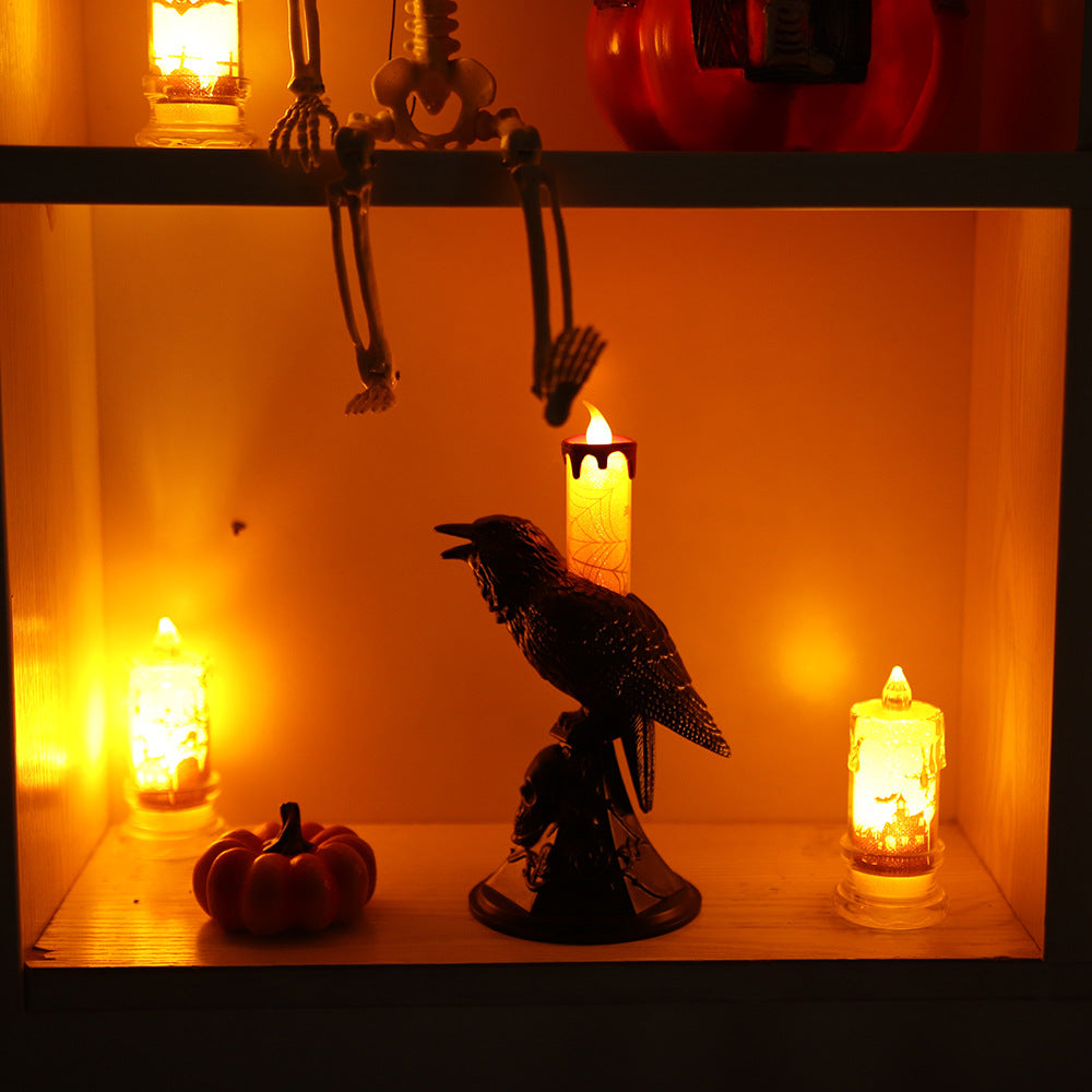 spooky Black Crow Electric Candle Light