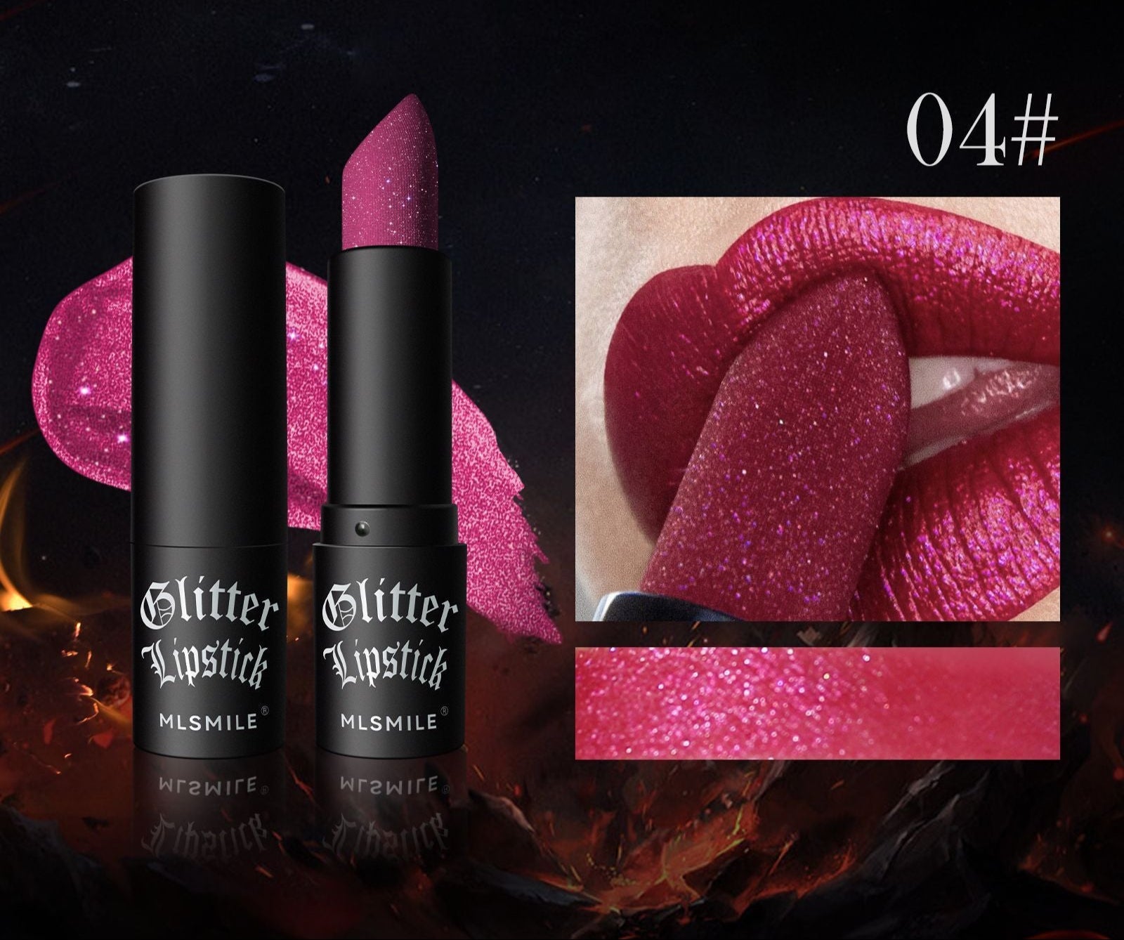 goth oasis Black Glitter Lipstick Shimmering Gothic