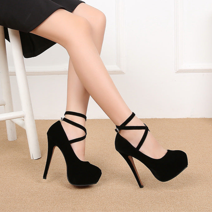 goth Black Strappy Platforms High Heels