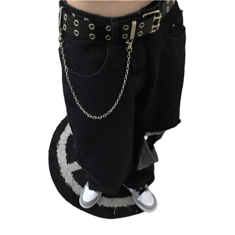 goth Black Wide Buckle Belt Punk Womens