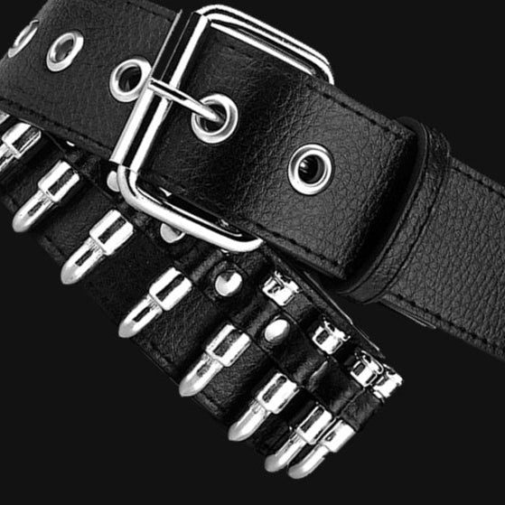 Black silver Bullet Belt unisex