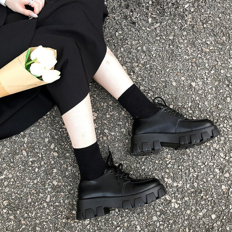 alt Chunky Black Vegan Leather Shoes Dark Academia
