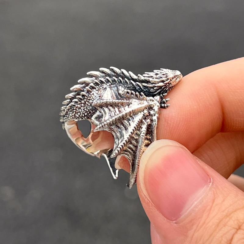 Dragon Ring Silver Metal Steel