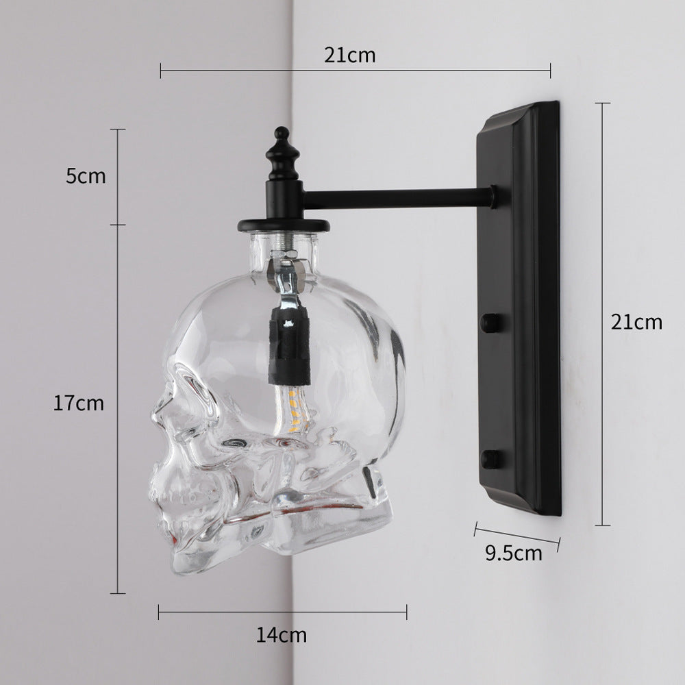 goth oasis Glass Skull Wall Light Fixture