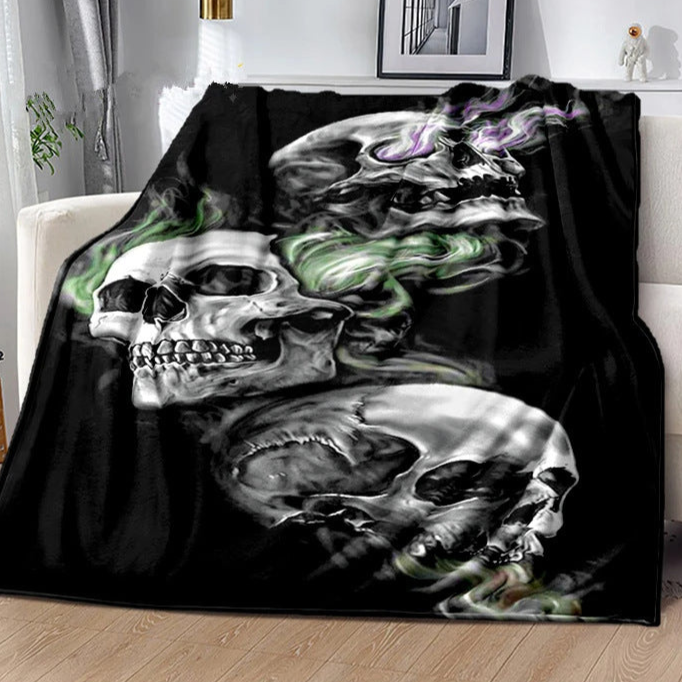 Green Foggy Skulls Blanket