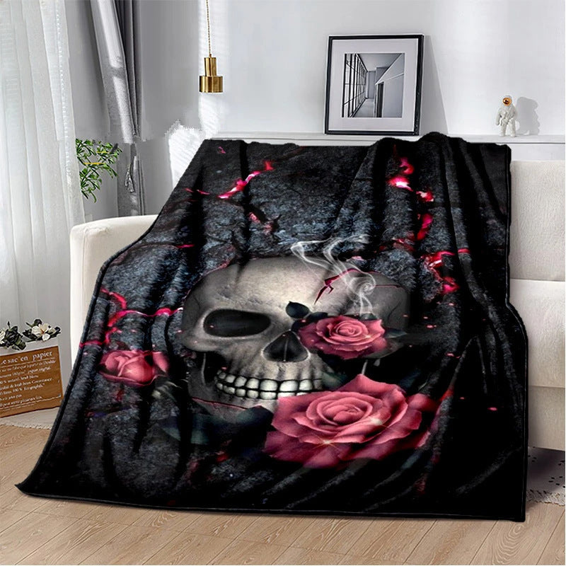 punk Pink Rose Skull Blanket gothic