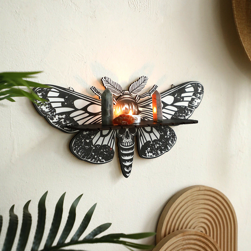 goth Skull Moth Wall Rack