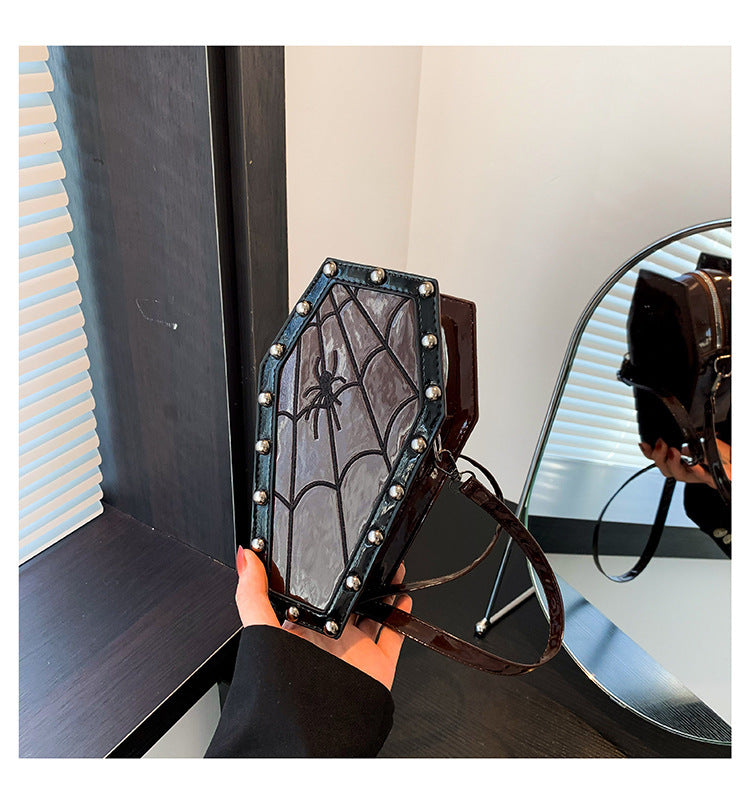 goth Spider Web Coffin Shaped Purse Womens