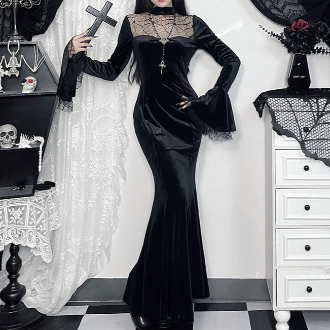 goth Spider Web Lace Dress