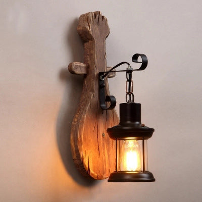gothic Wooden Simulation Candle Wall Lamp