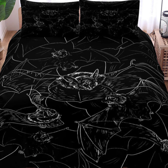 goth black Bat Bedding Set with Pillowcases