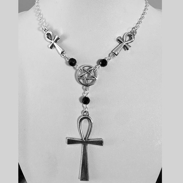 goth Ankh Pentagram Necklace