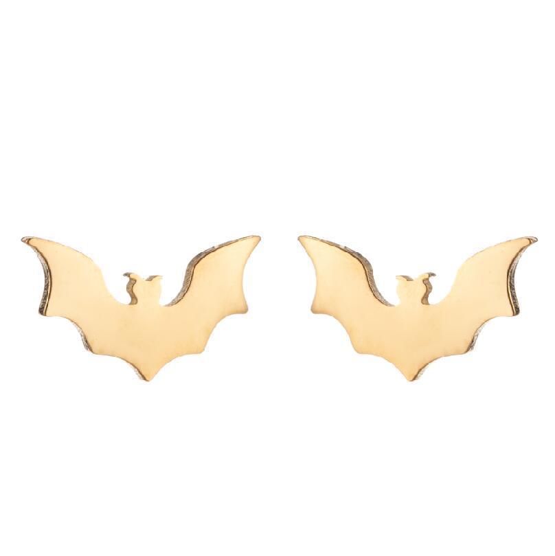goth Bat Stud Earrings Stainless Steel