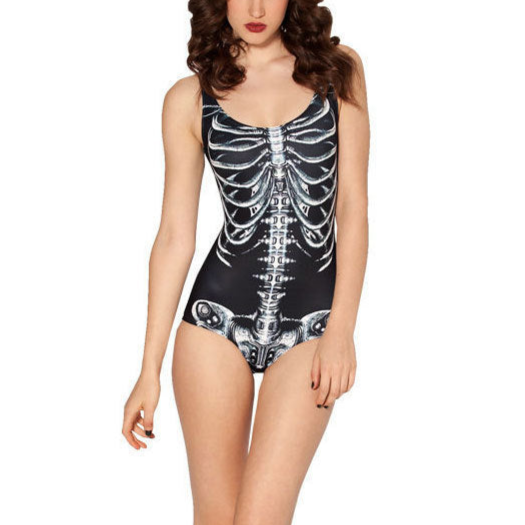 Black Realistic Skeleton Swimsuit One Piece