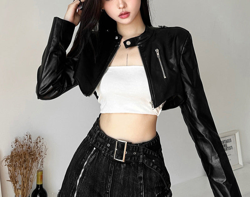 Alt Gothic Crop Vegan Leather Jacket