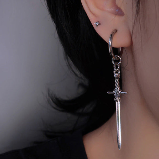 Cross Sword Earring Titanium Steel