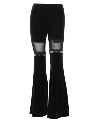goth Flare Mesh Pants Womens