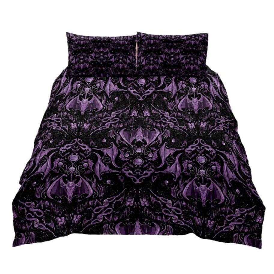 gothic Purple Bat Bedding Set with Pillowcases